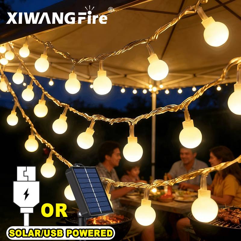 Home Decor Lamp - 3-10M Solar/USB/Battery String Lights, Fairy Globe