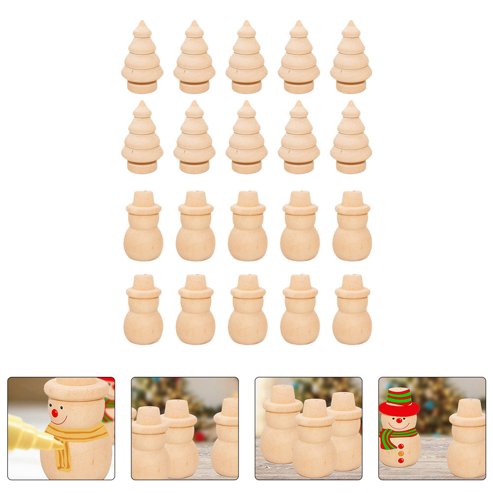 Home Decor Xmas Tree - 20Pcs Handmade Coloring Puppets Christmas Tree