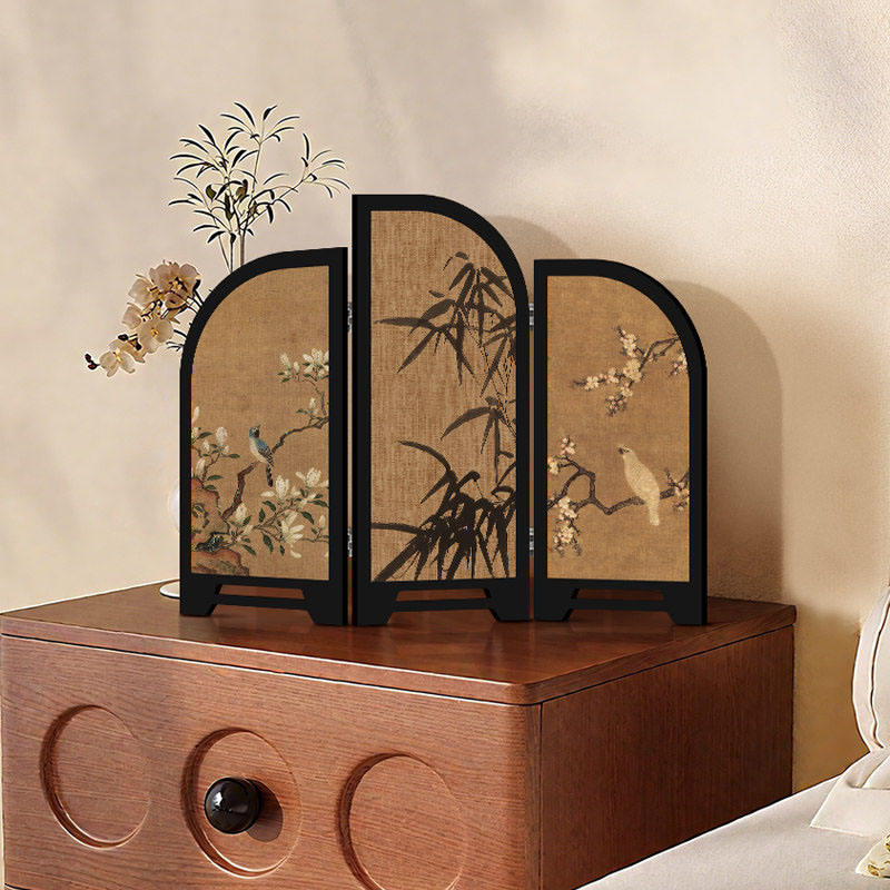 Room Divider Screen - Chinese Style Mini Folding Screen Desk