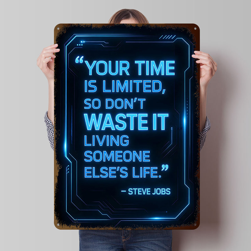 Home Decor Quotes On Wall - Steve Jobs Quote on Time Metal