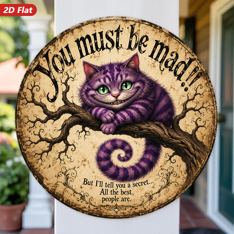 Home Decor Quotes On Wall - 2D Flat, 1pc Purple Striped Cat
