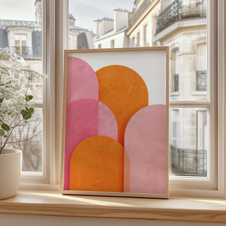 Modern Abstract Colorful Pink  - огляд і ціна Home Decor Orange