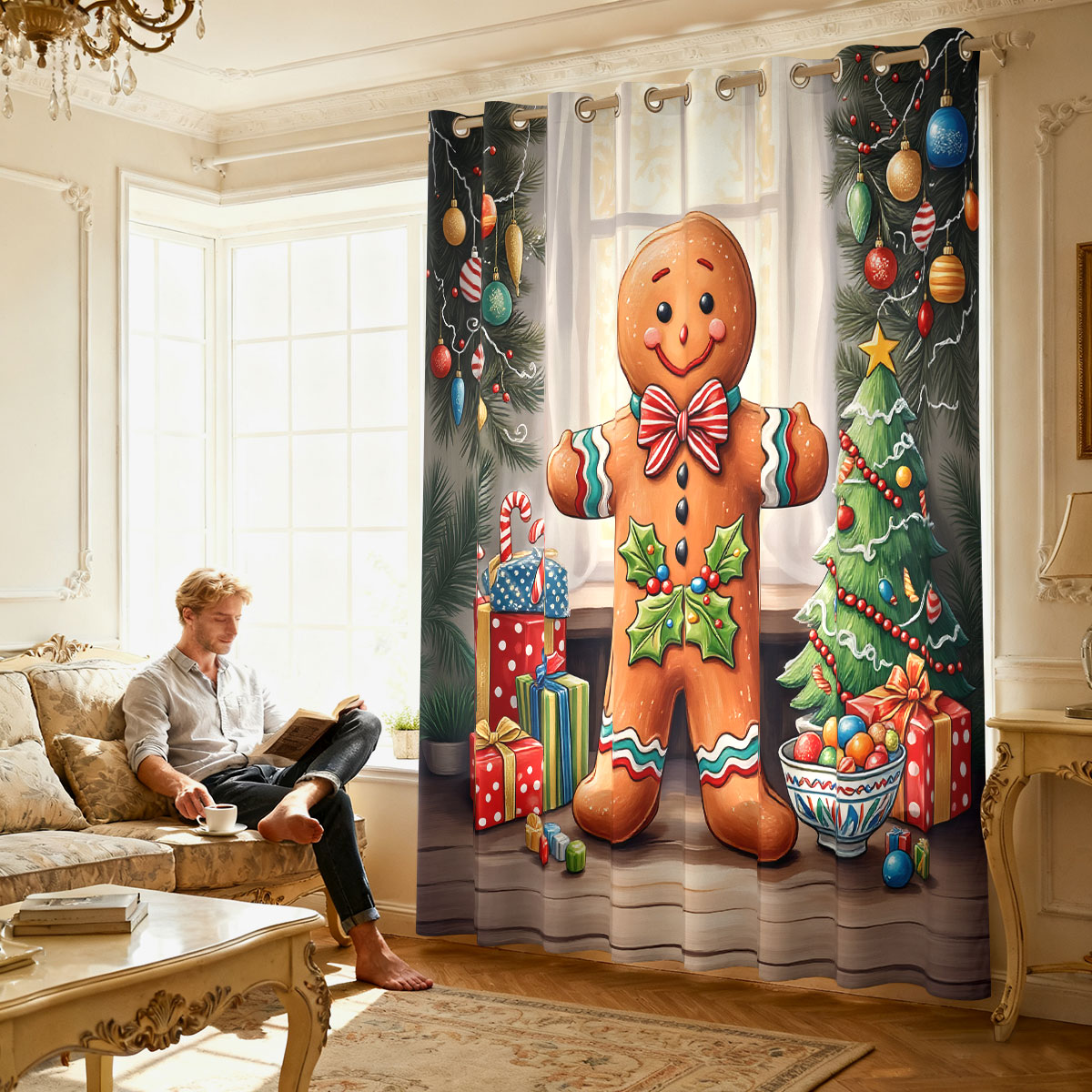 Christmas Gingerbread Man Xmas - огляд і ціна Home Decor Curtain