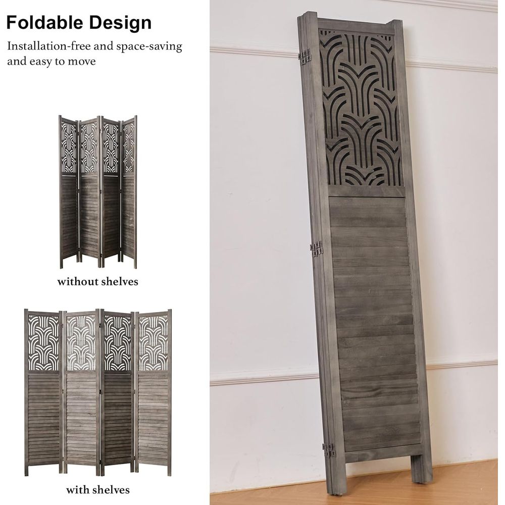 66.9 4-Panel Wooden Carved Roo - огляд і ціна Room Divider Screen