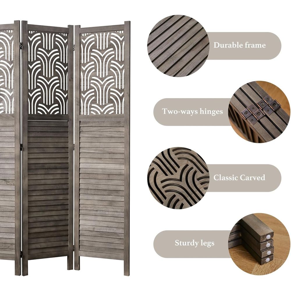 66.9 4-Panel Wooden Carved Roo - огляд і ціна Room Divider Screen