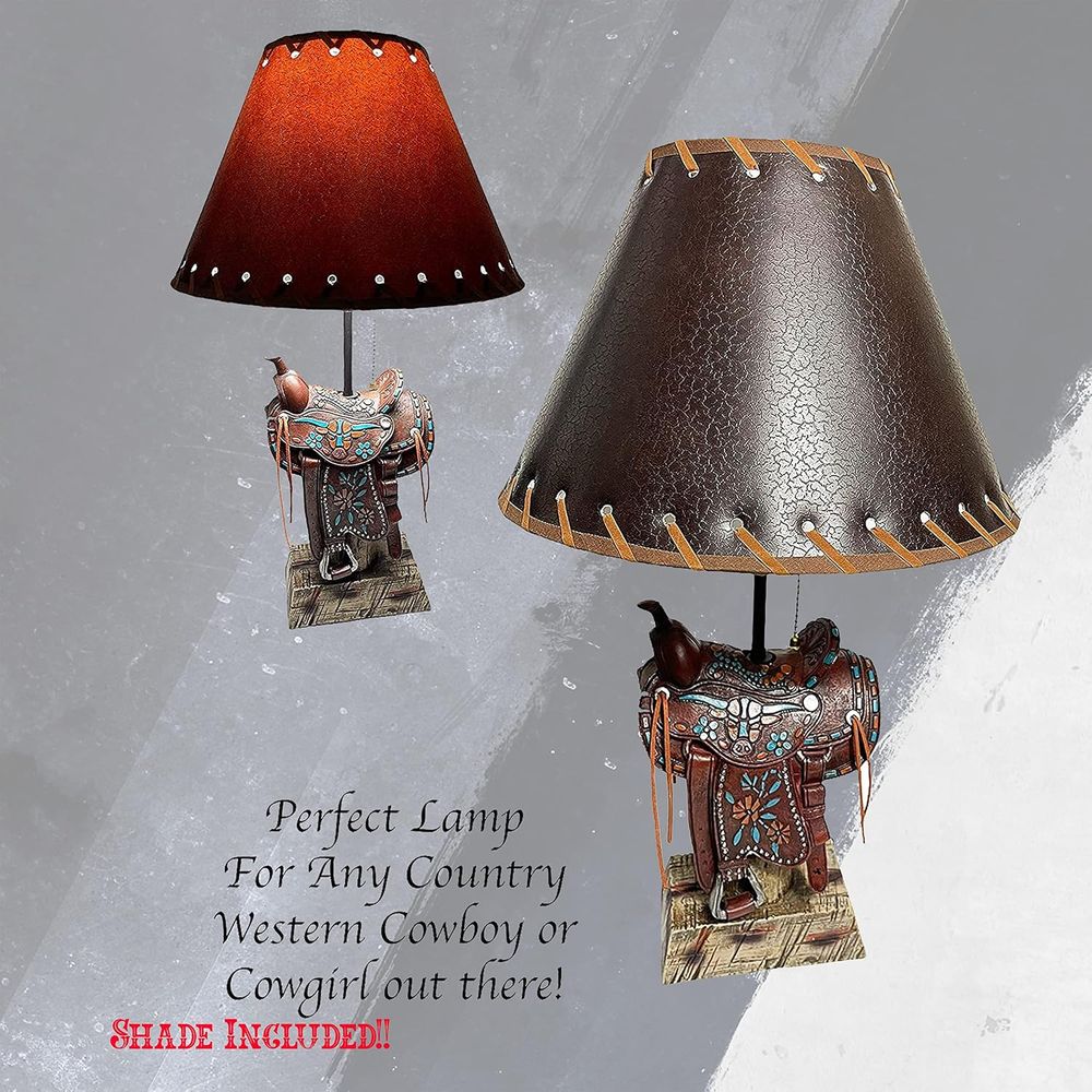 Western Brown and Teal Longhor - огляд і ціна Home Decor Lamp