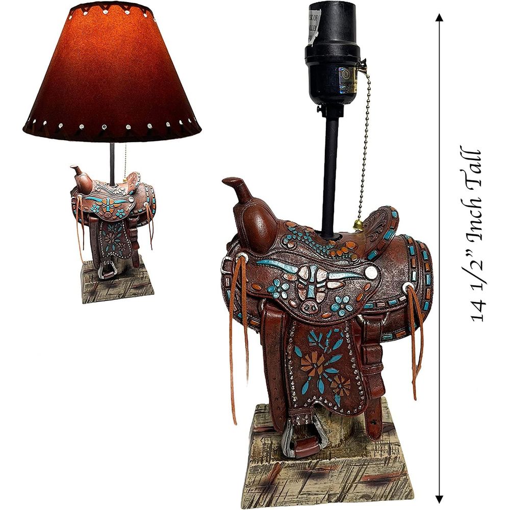 Western Brown and Teal Longhor - огляд і ціна Home Decor Lamp