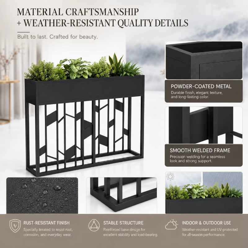 Matte Black Metal Planter Box  - огляд і ціна Room Divider Screen