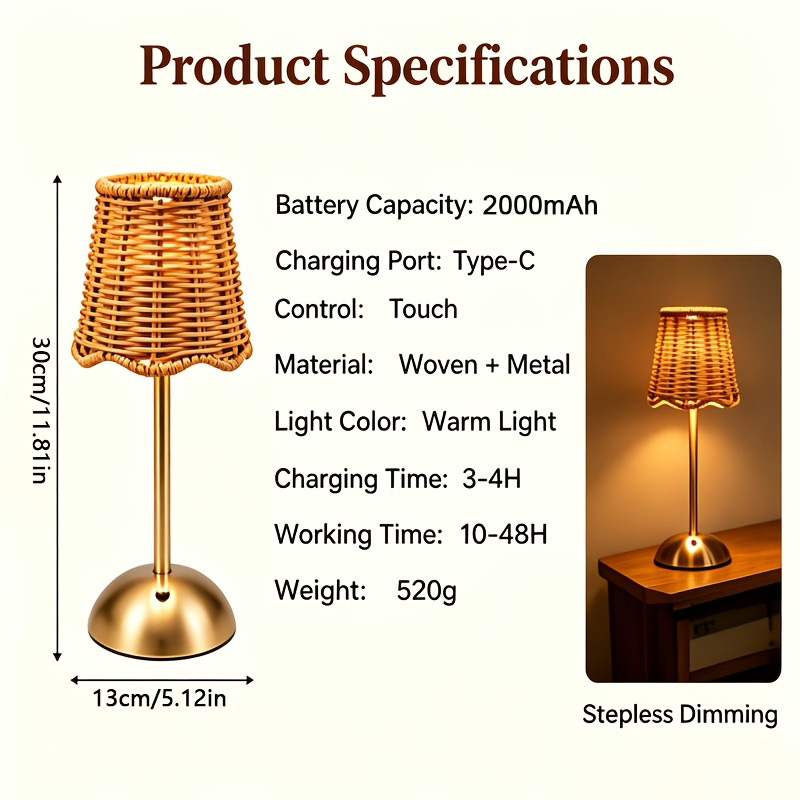 Bohemian Woven Rattan Art Tabl - огляд і ціна Home Decor Lamp