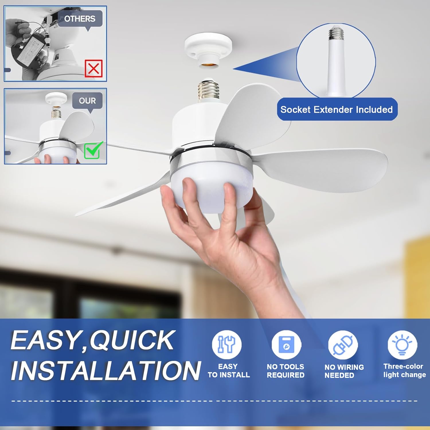 Socket Fan Light with Remote,  - огляд і ціна Home Decor Lamp