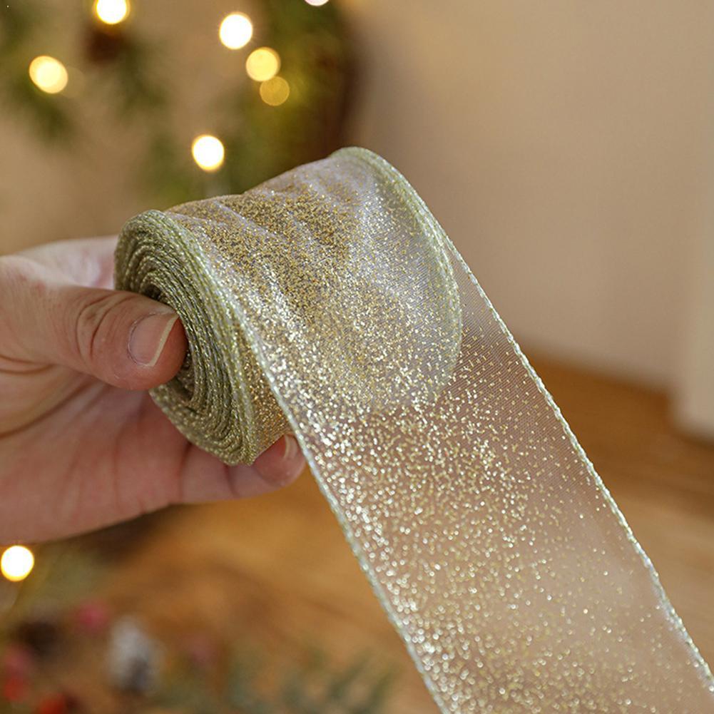 2m 2027 Christmas Ribbon Golde - огляд і ціна Home Decor Xmas Tree