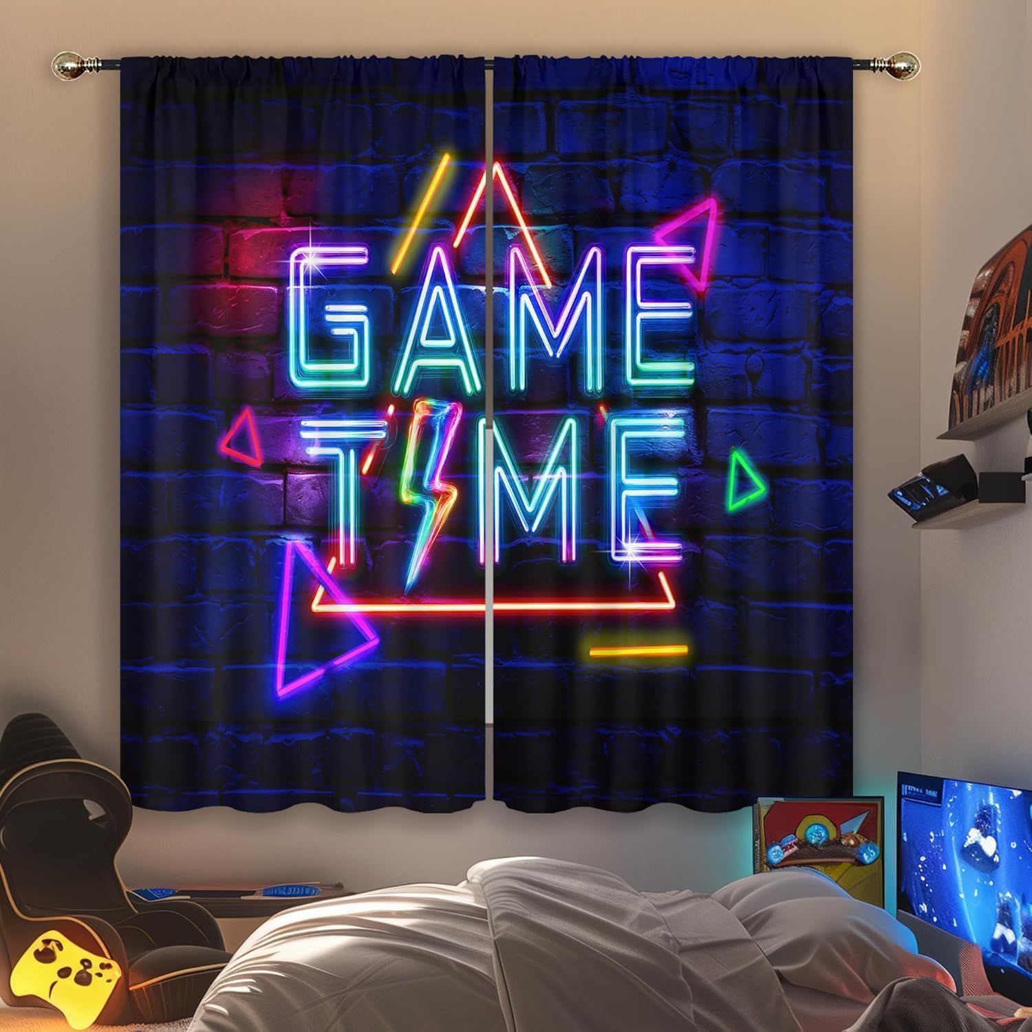 Kids Neon Gaming Curtains for  - огляд і ціна Home Decor Youtube Videos