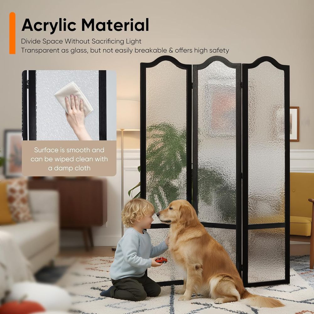 Black 3-Panel Acrylic Room Div - огляд і ціна Room Divider Screen