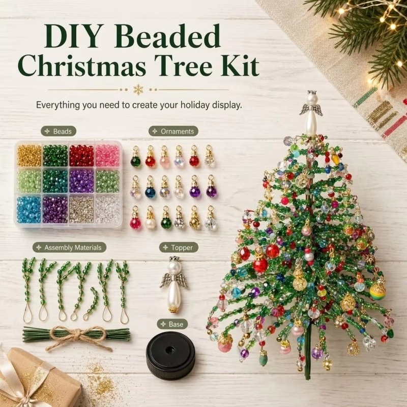 DIY Beaded Christmas Tree Kit  - огляд і ціна Home Decor Xmas Tree