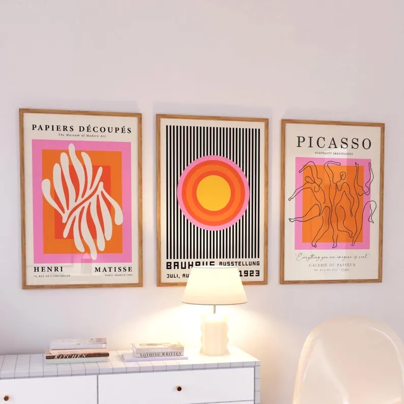 3pcsModern Orange  Bauhaus And - огляд і ціна Home Decor Foto