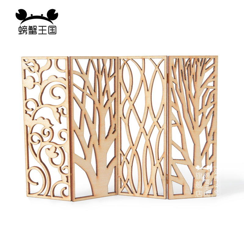 4pcs Wooden Miniature Partitio - огляд і ціна Room Divider Screen