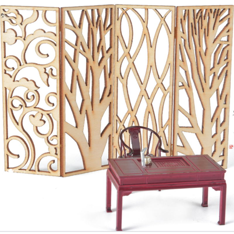 4pcs Wooden Miniature Partitio - огляд і ціна Room Divider Screen