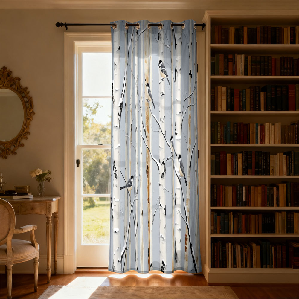 1pc birch forest titmouse prin - огляд і ціна Home Decor Curtain