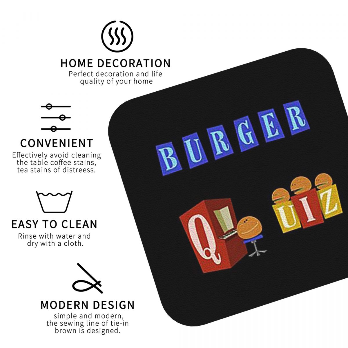 Burger Quiz New Logo Coasters  - огляд і ціна Home Decor Quiz