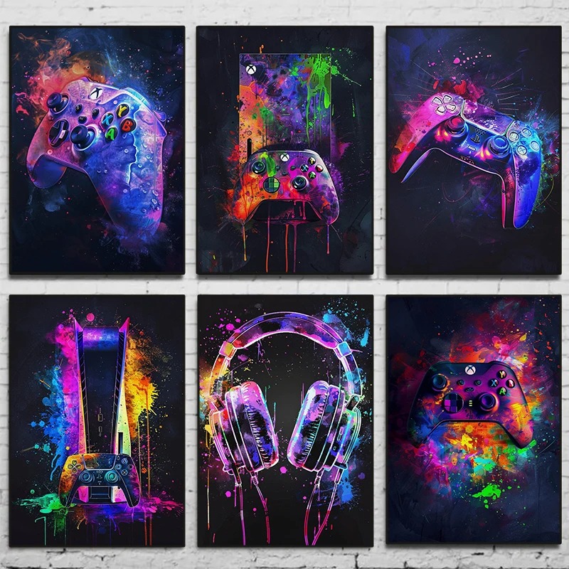 Watercolor Neon Video Game Pos - огляд і ціна Home Decor Xbox Games