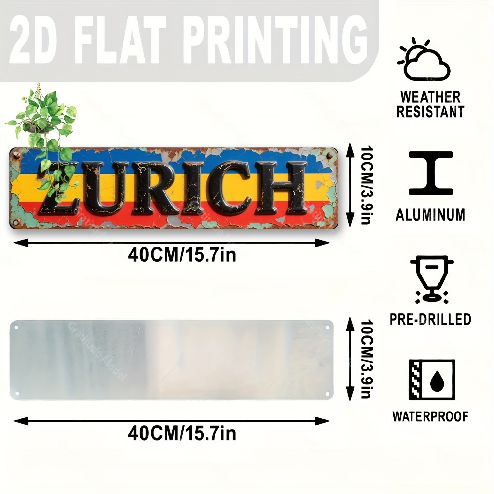 Custom Zurich Sign 2D Flat 1pc - огляд і ціна Home Decor Zurich
