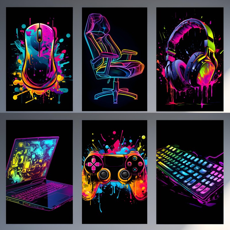 Watercolor Neon Video Game Pos - огляд і ціна Home Decor Xbox Games